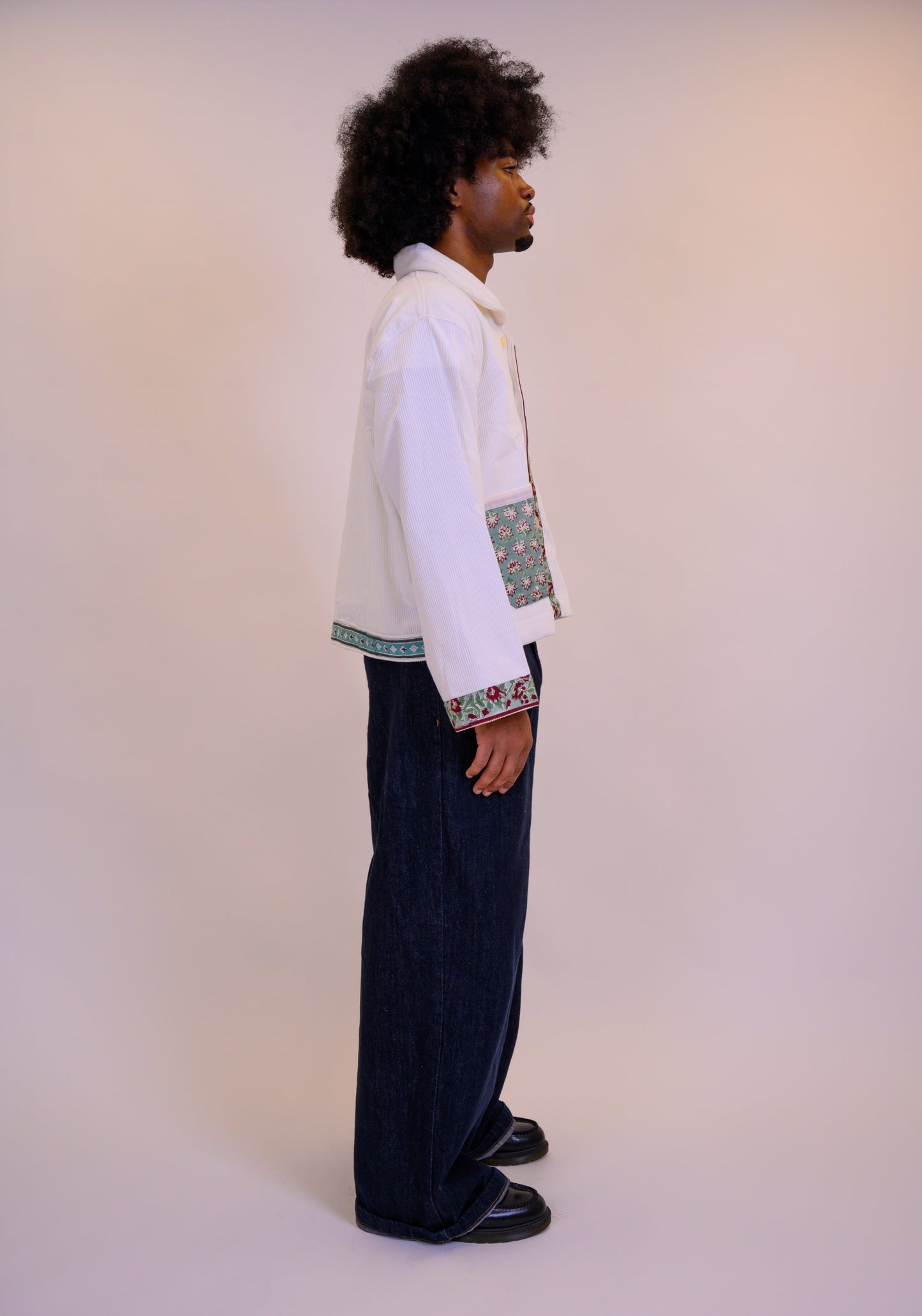 Cropped Corduroy Cardigan - White