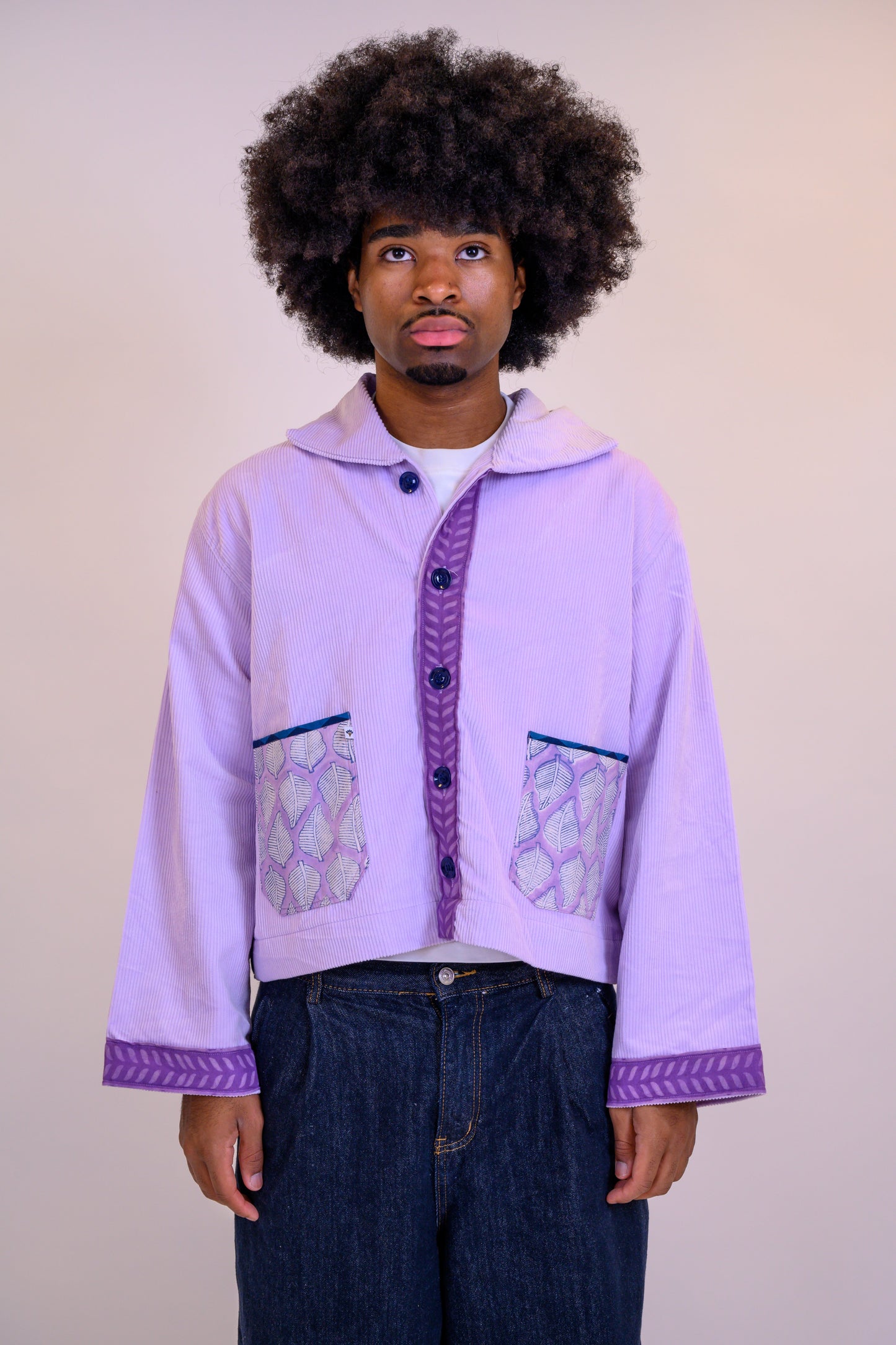 Cropped Corduroy Cardigan - Lavender