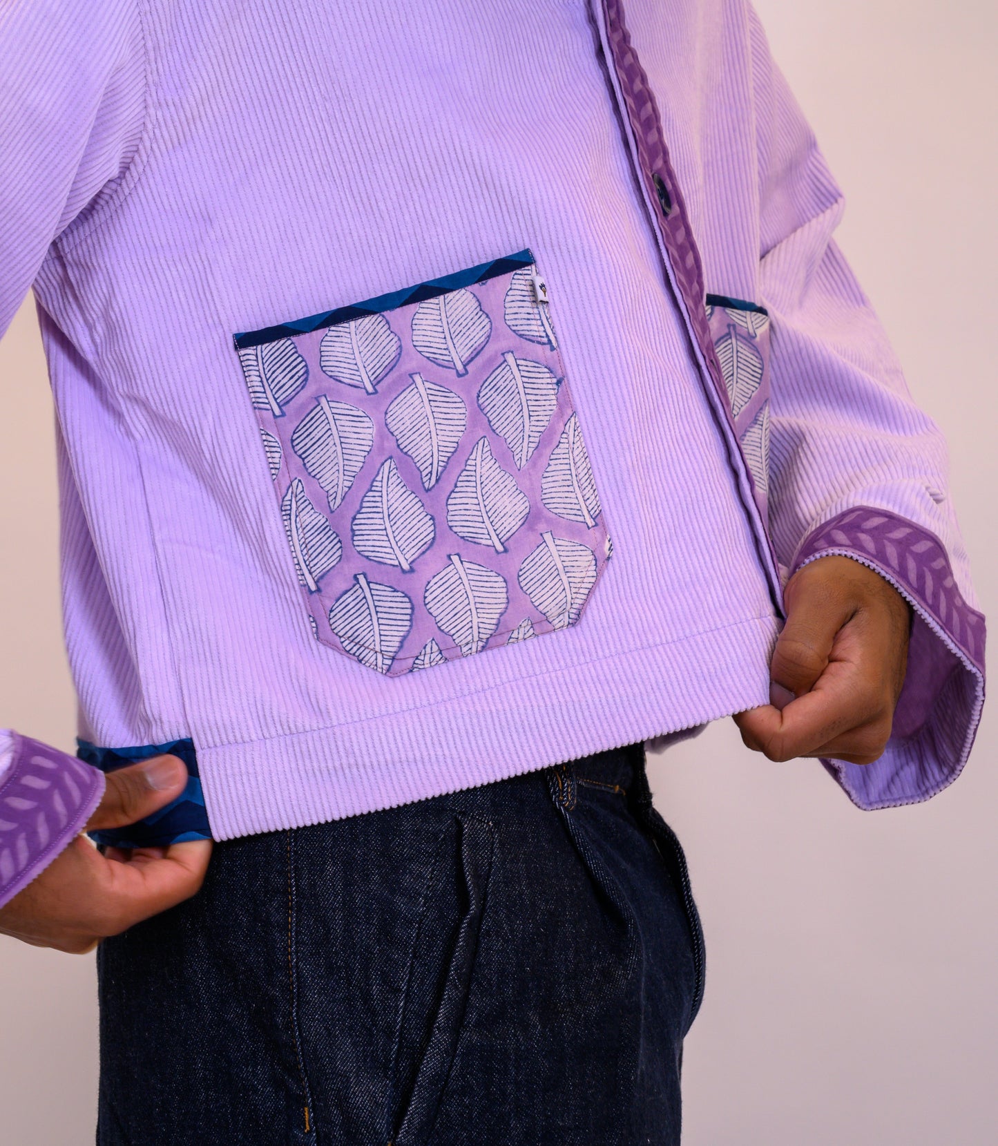 Cropped Corduroy Cardigan - Lavender