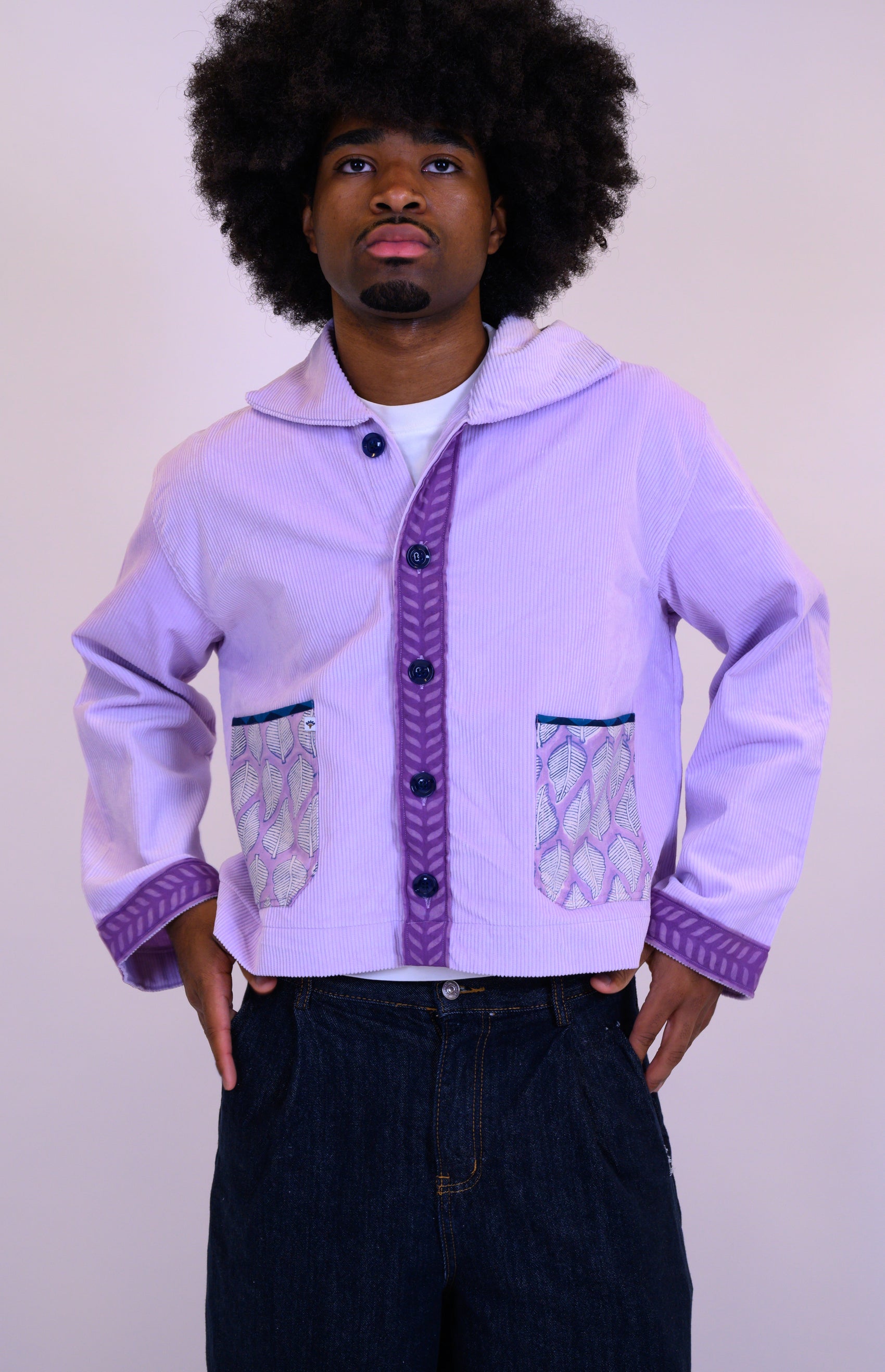 Cropped Corduroy Cardigan - Lavender