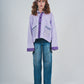 Cropped Corduroy Cardigan - Lavender